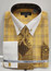 Mens Mustard Square Plaid Collar Bar Shirt Flip Cuffs Matching Tie Set DN135M Size 16.5 34/35 Final Sale 