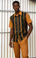 Pronti Men's Short Sleeved Casual Outfit Lace Front Mustard SP8616