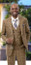  EJ Men's Windowpane Fashion Suit Mustard Peak Lapel DB Vest M2774 