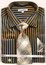  Daniel Ellissa Mens Black Mustard Stripe French Cuff Dress Shirt Tie Combo DS3793P2 