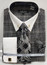 Men's Black Square Plaid Collar Bar Shirt Flip Cuffs Matching Tie Set DN135M