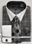  Men's Black Square Plaid Collar Bar Shirt Flip Cuffs Matching Tie Set DN135M 