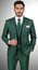  Men's Vested Suit 3 Piece Hunter Green Pinstripe V2RS-9 