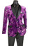  Mens Purple Slim Fit Velvet Blazer Paisley Prom Fashion Entertainer BSQ-4 