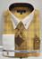  Mens Mustard Square Plaid Collar Bar Shirt Flip Cuffs Matching Tie Set DN135M 