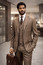 Statement Men's Plaid Tailored Fit Copper 3 Piece Designer Suit Modena
