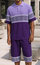 Stacy Adams Knit Polo Short Set for Men Purple Greek Key 21000