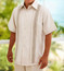 Pronti Men's Tan Guayavera Shirt Pants Outfit Tropical Set SP8603