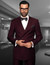  Statement Mens Solid Burgundy Wool Double Breasted Suit TZD-100 