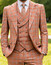 Statement Men's Wool Windowpane Suit with Vest Salmon 3 Piece Modern Fit Sergio