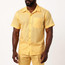  Successo Men's Yellow 100% Linen 2 Piece Shirt Pants Walking Suit 1065 