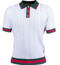  Prestige Men's White Green Red Trim Knit Shirt Designer Fashion Short Sleeve CMK185 