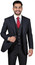 Vinci Mens Black Pinstripe 3 Piece Suit with Vest V2RS-9