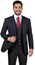 1920s Mens 3 Piece Suit Black/White Stripe 3 Button Vinci F-V2RS9 Size 44R Final Sale 