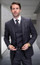 Statement Men's Charcoal Textured Wool Pattern Modern Fit Suit 3 Piece Carneli 