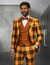  Statement Men's Huge Plaid Wool Peak Lapel Modern Fit Suit 3 Piece  Rust Venus 