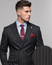  Men's Black Double Breasted Suit With Wide Stripes Lapels DSS-5 