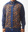 Silversilk Mens Navy Zipper Front Sweater Geo Pattern 61006