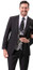  Men's Black 3 Piece Modern Fit  Fancy Vest Suit EJ Samuels M2795 