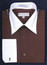 Stacy Adams French Cuff Dress Shirt Brown White Contrast Collar DS3006WT Final Sale 