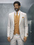 Statement Men's Windowpane 3 Piece DB Vest Camel Tailored Fit Wool Suit Angelo