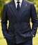  Statement Mens Double Breasted Pinstripe Black Tailored Fit SD-105 