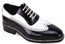  Giovanni Mens Wingtip Two Tone Gangster Shoes Black White Leather Rio 