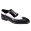 Giovanni Mens Wingtip Two Tone Gangster Shoes Black White Leather Rio