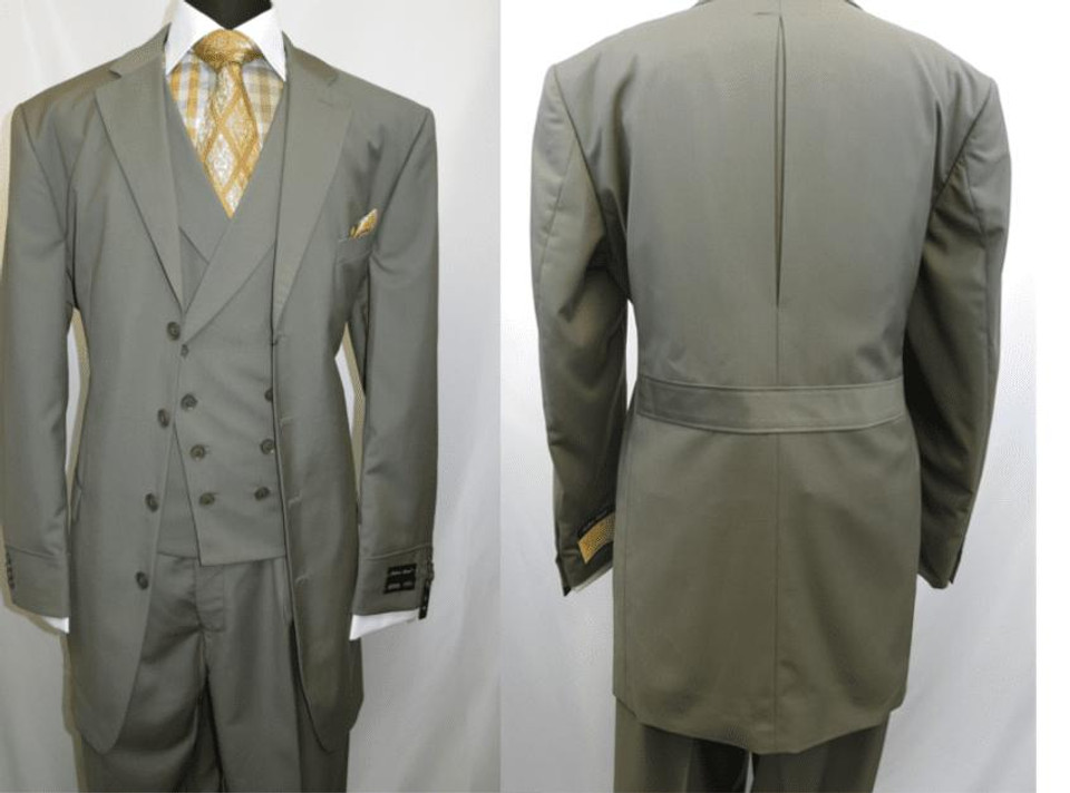 Men Church Suits Olive Slant Vest 4 Button 3 Piece Milano 5263v