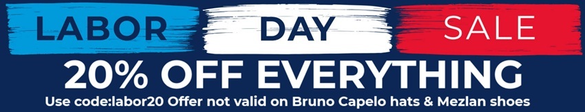 Summer Sale: 20% Off! Use code SUMMER20. Excludes Bruno Capelo hats & Mezlan shoes.