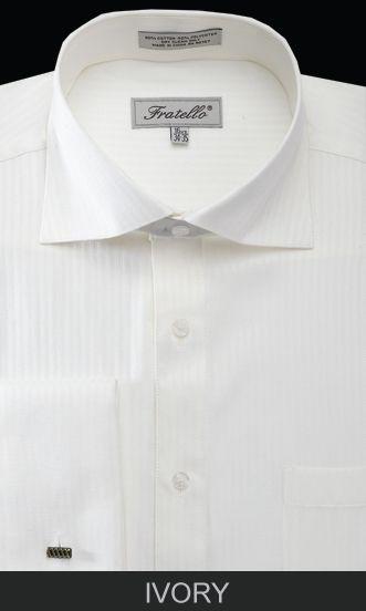 ivory french cuff dress shirt Mens Spread Collar Stripe by Fratello FRV4902 Final Sale 16.5 34/35 shirt cuffs types