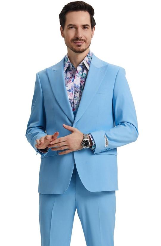 Stacy Adams Modern Suits for Guys Sky Blue Vested SM255H-08