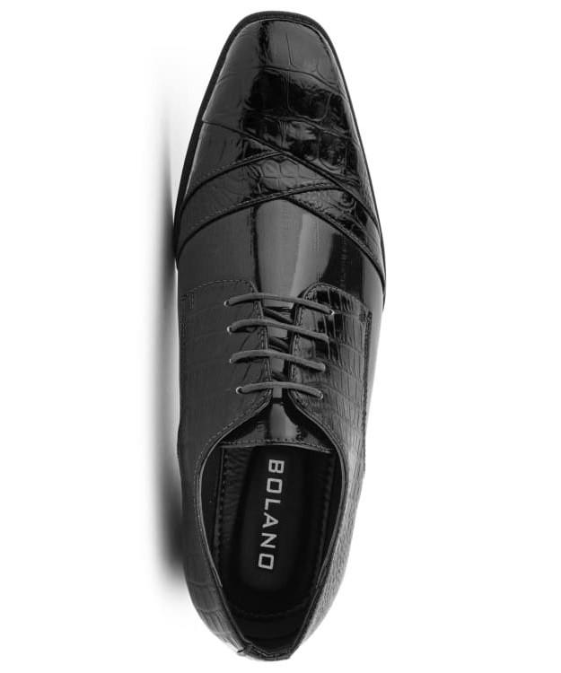 Bolano Black Gator Dress Shoes for Men Exotic Bandit display picture 2