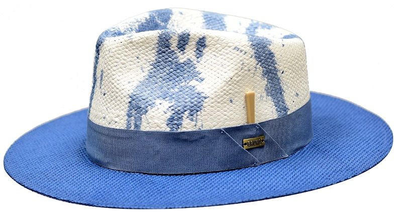 Mens Summer Hat Light Blue Straw Fedora BC507 JU910