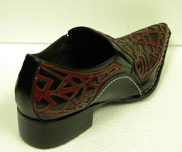 Fiesso Black Red Leather Cutout Pointy Toe Shoes 6741 Size 8 Final Sale