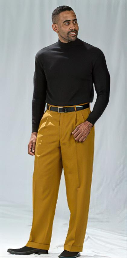 Pacelli Mens Mustard Pleated Dress Pants Darius 810027