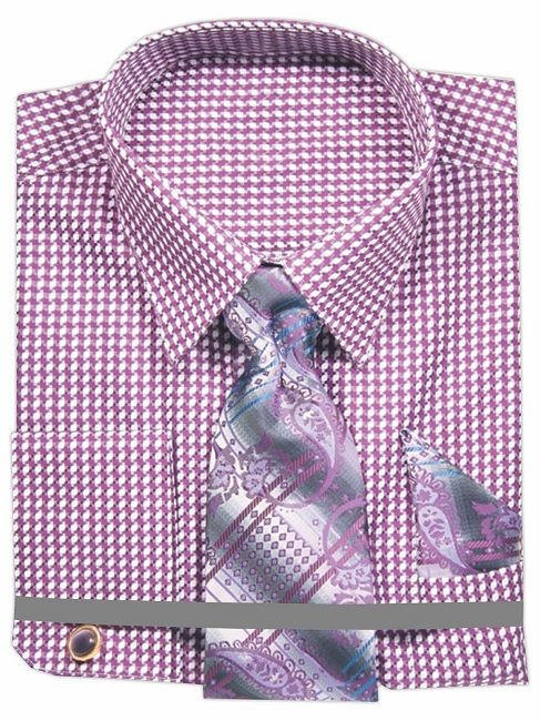 シャツ 3 TAP French Tie Shirt (3color) Men's Fashion French cuff Dress shirt with Tie & Hanky FL633