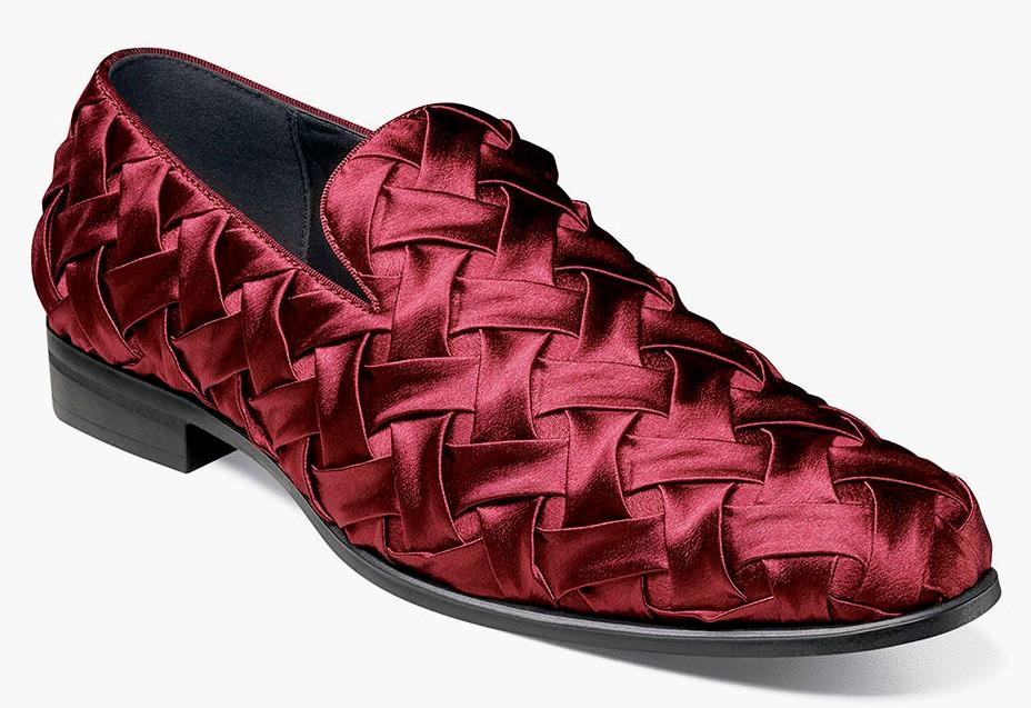 Stacy Adams Mens Shiny Burgundy Satin Formal Party Loafers 25611-601
