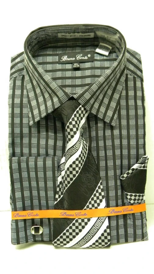 bruno conte dress shirt Bruno Conte Men's Size 16 1/2 French Cuff Dress Shirt