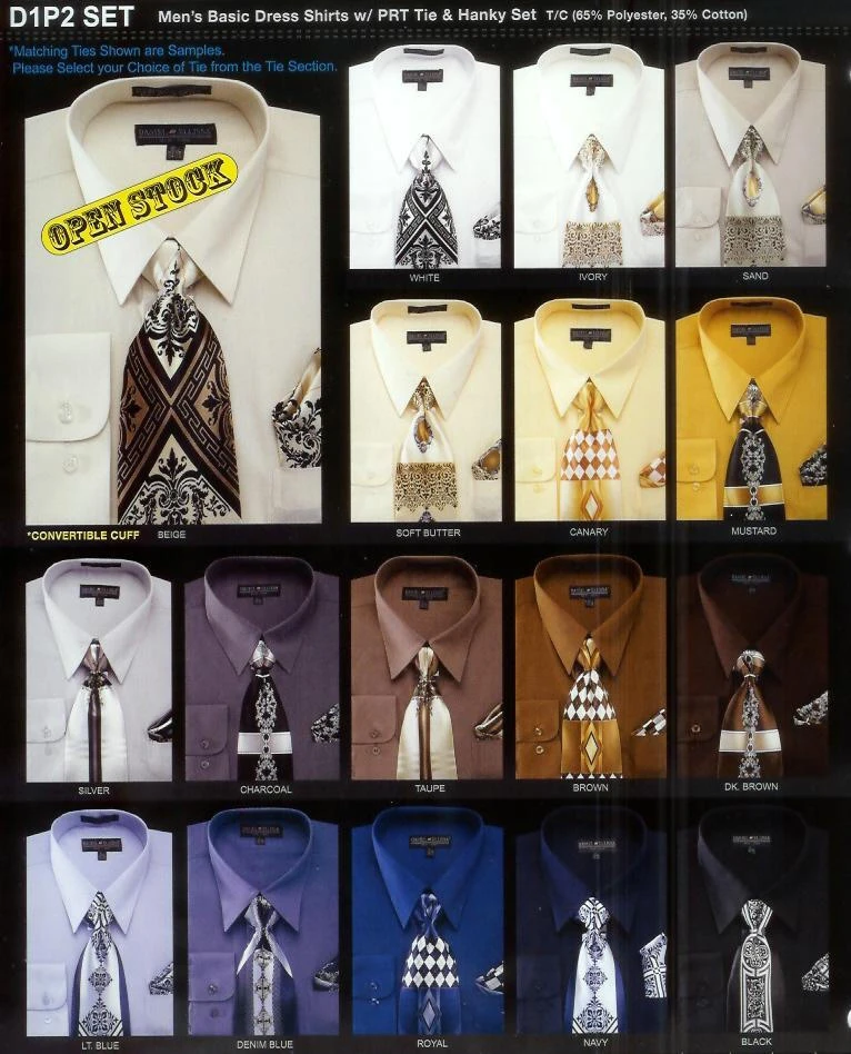 Daniel Ellissa Mens Dress Shirt and Tie Set D1P2 30 Colors Daniel Ellissa Mens Dress Shirt and Tie Set D1P2 30 Colors