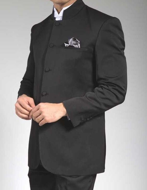 Black Mandarin Collar Suit Men's Mao Suit Tuxedo Vinci 5HT