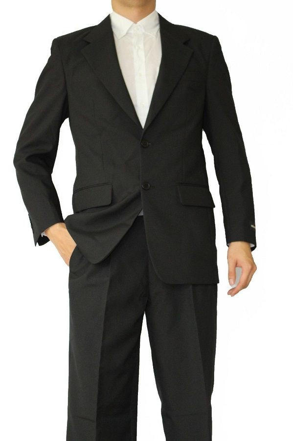 Mens Basic Black Suit 2 Button Regular Fit Limo Driver 2PP