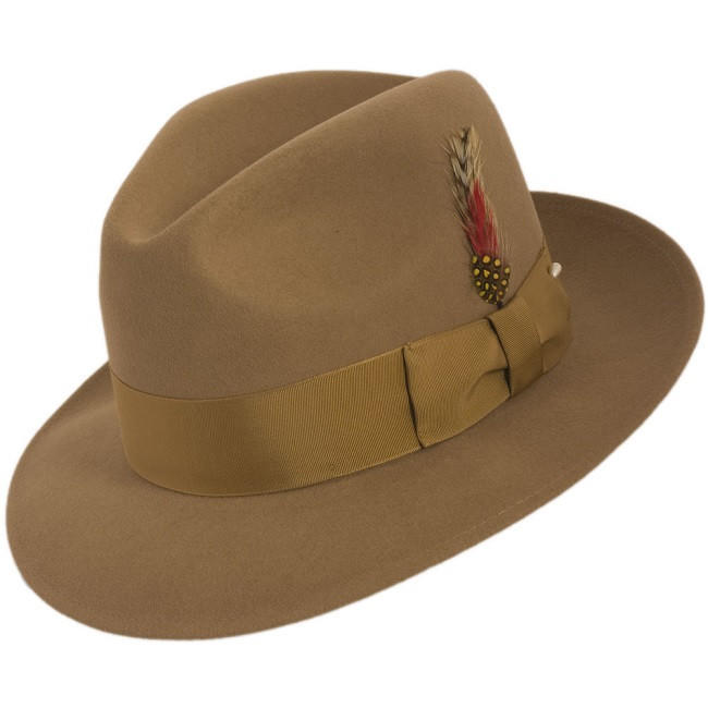 Stylish Tan Fedora Hat size XL / 100% wool Zylioo Vintage Fedora Hat for Men,Womens Felt Hats with Belt  main image 4