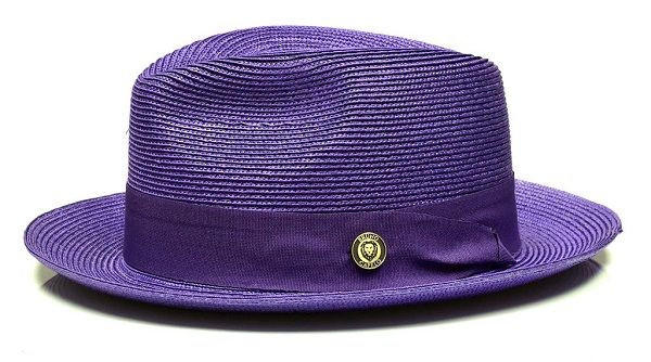 Mens Purple Panama Summer Fedora Hat Bruno Capelo FN832