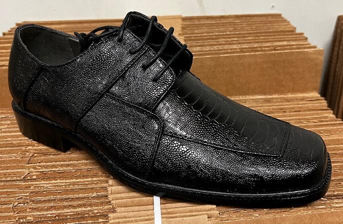 Bolano Mens Black Dress Shoes Ostrich Print 738 Final Sale display picture 1