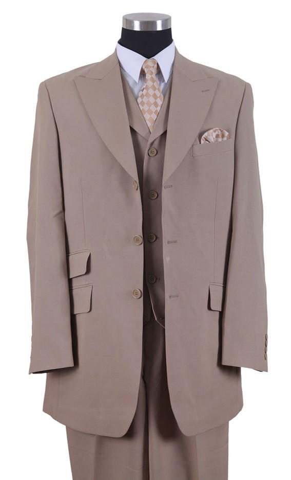 milano mens longer style jacket three pc 1970s fashion suits tan 905v 64292.1693753076