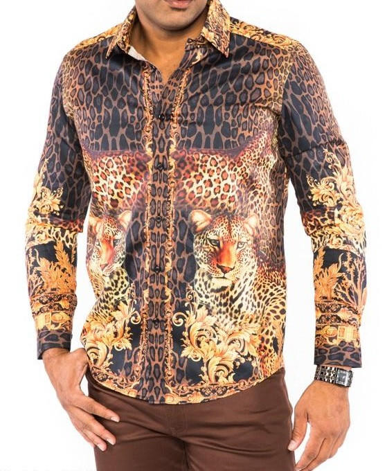 Prestige Designer Shirt Mens Black Leopard - Buy Now