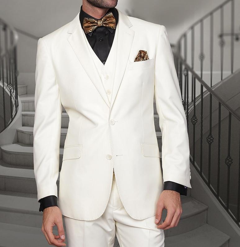All White 3 Piece Suit for Men V2TR Size 52L Final Sale