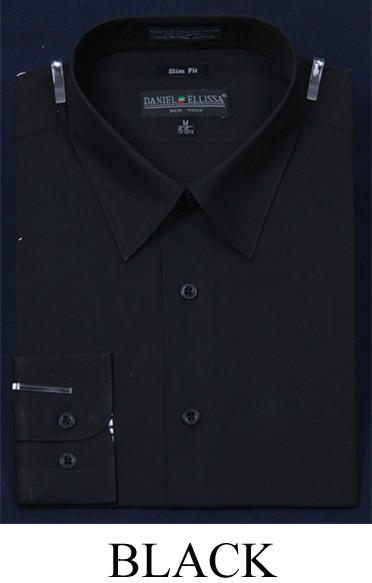 Slim Fit Dress Shirts Mens Black Long Sleeve de DS3003