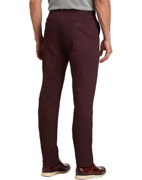 Vinci Mens Burgundy Slim Fit Pants Slacks Trousers OS-900
